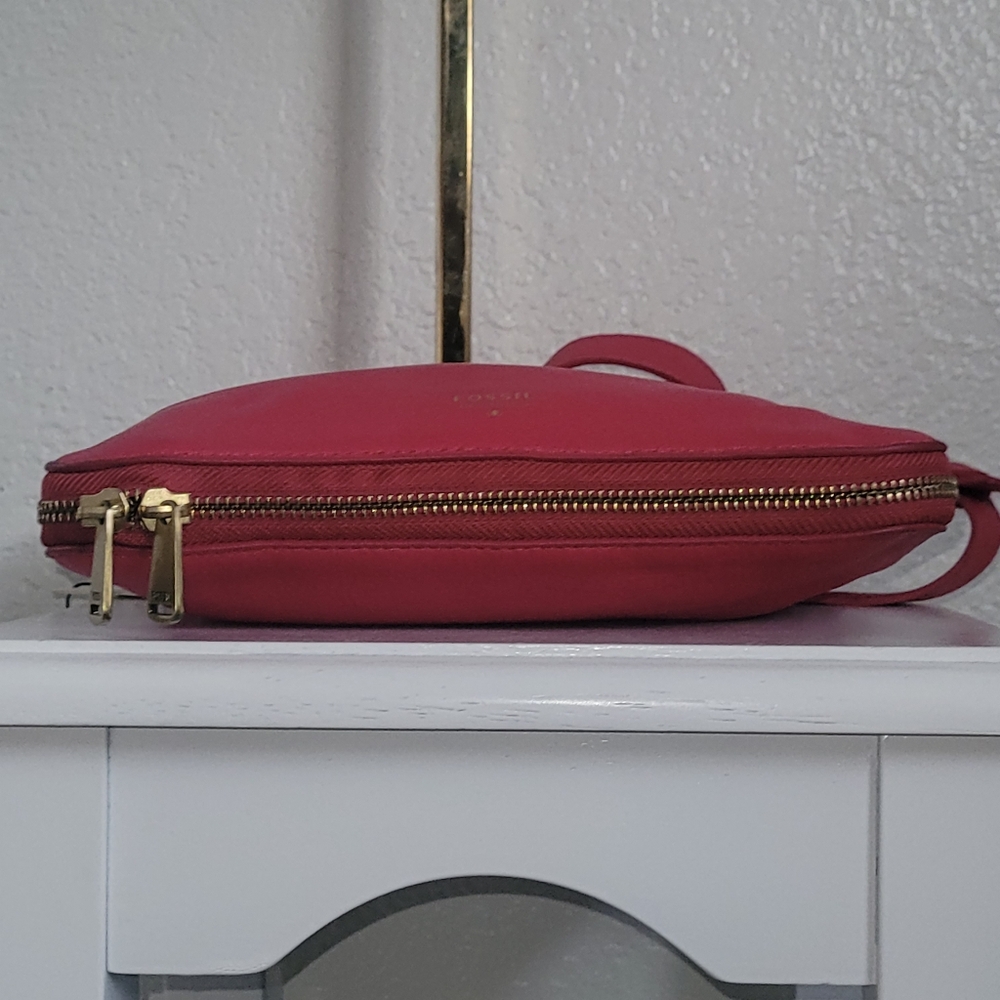NWT Fossil Pink Pebble Leather/ Cowhide Crossbody/Shoulder Bag Adjustable Strap - Picture 7 of 16